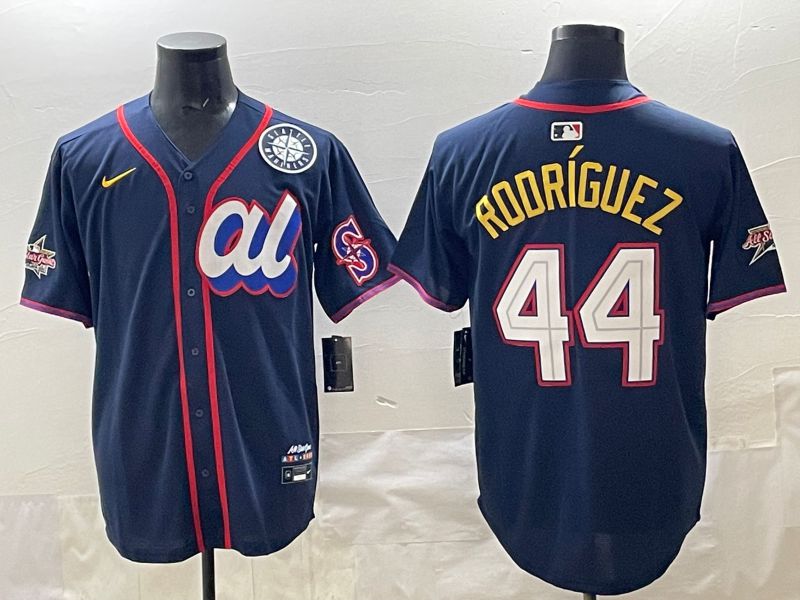 Men 2025 Seattle Mariners 44 Rodriguez dark Blue All star Nike MLB Jersey style 06